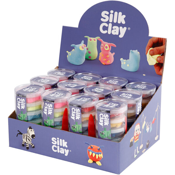 Silk Clay, assorted neon. 6 colours sets