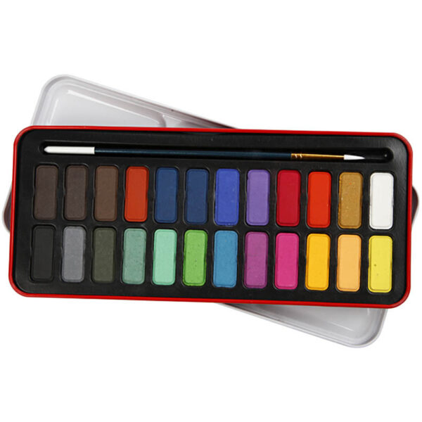 Watercolor Paint Set, size 12x30 mm, asstd colours, 24colours