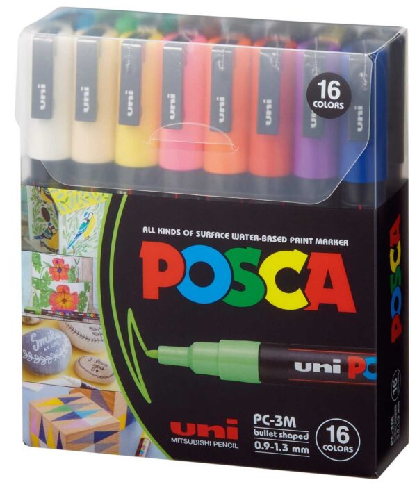 Uni Posca Pc-3M Bullet 16 Color Set Paintmarkers