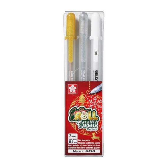 Gelly Roll Metallic and White 3 Pen Set