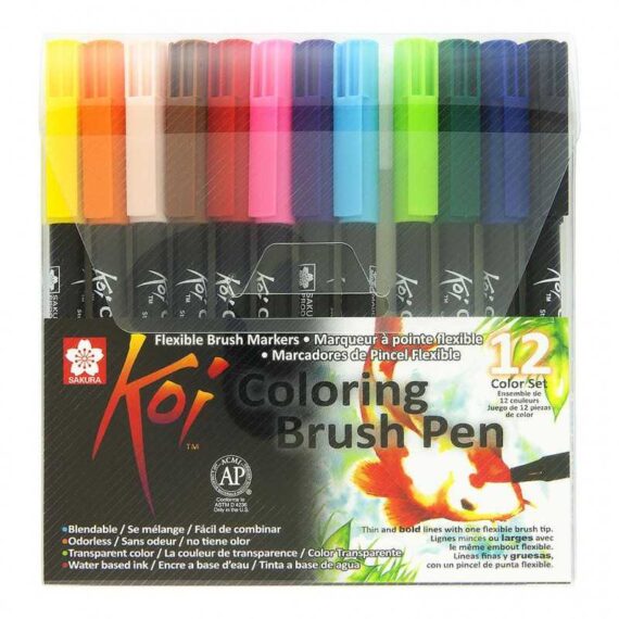 Koi Colouring Brush Pen 12 Color Set