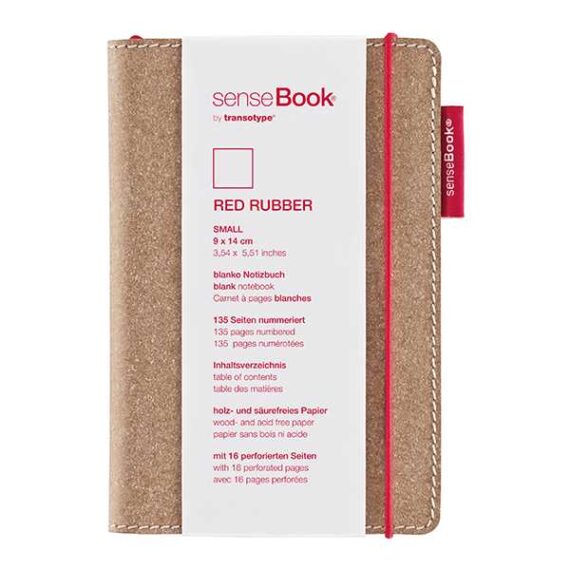 SenseBook Red Rubbe Smallr 9x14cm Notebook w/ leather cover