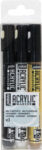 Set Of 3 Acrylic Marker Black White And Precious Gold Round Nib 1,2 Mm