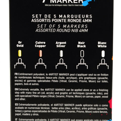 4Artist Marker Set 5 Nibs 4 Mm Assortment Metallic