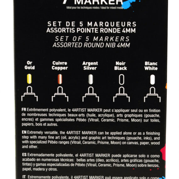 4Artist Marker Set 5 Nibs 4 Mm Assortment Metallic