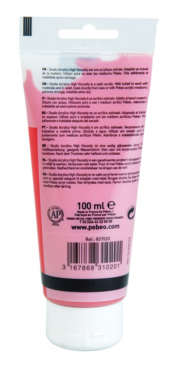 Studio Acrylics Fine Acrylic 100 Ml Quinacridone Scarlet