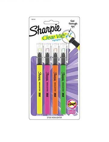Sharpie Clear View Highlighter Stick Assorted Colours 4 pcs Pack