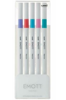 Uni Emott Assorted Colour Fineliner 5 pc pack(31,51,8,66,63)