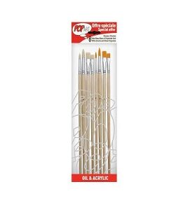 Wallet Of 8 Long Handle Brushes White Bristle