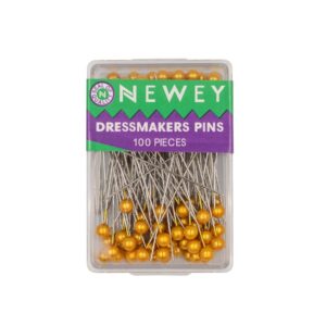 Newey Dressmaking Pin - Gold Pearl Head 100 pcs pack