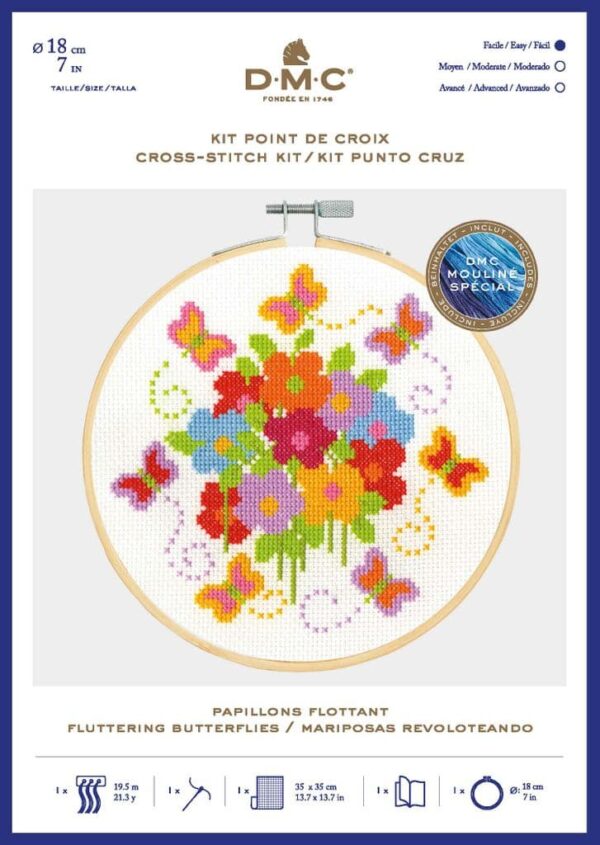 DMC Counted Cross Stitch Kit - Fluttering Butterflies