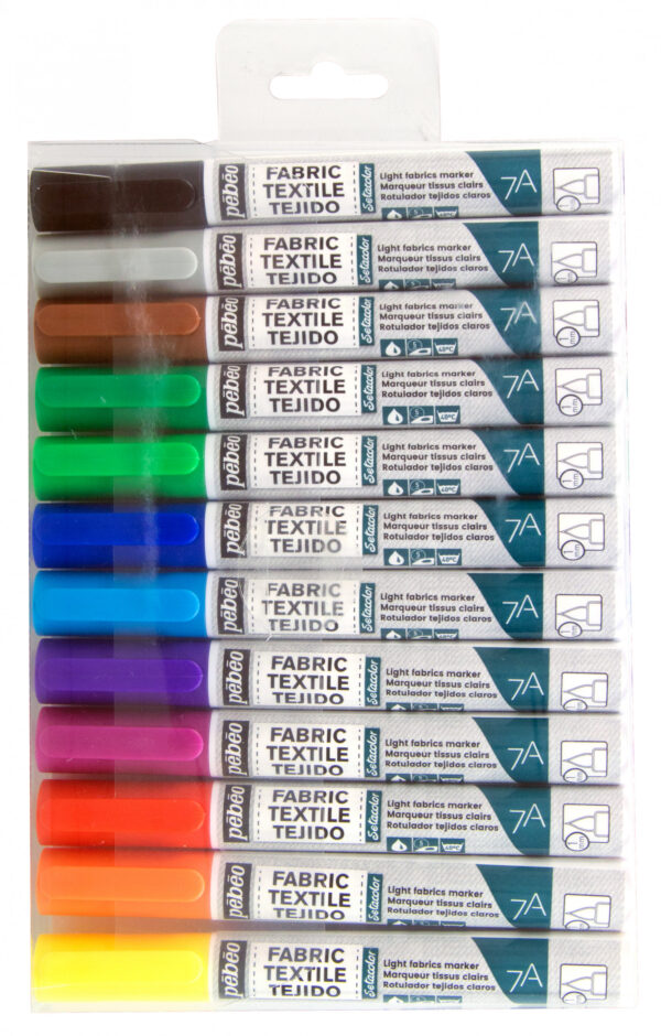 7A Light Fabric Marker 1 Mm Brush Nib - Pack 12 Classic Colours