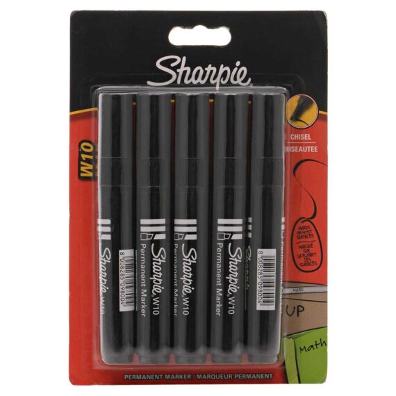 Sharpie Permanent Marker Chisel, Black - 5 pcs Pack