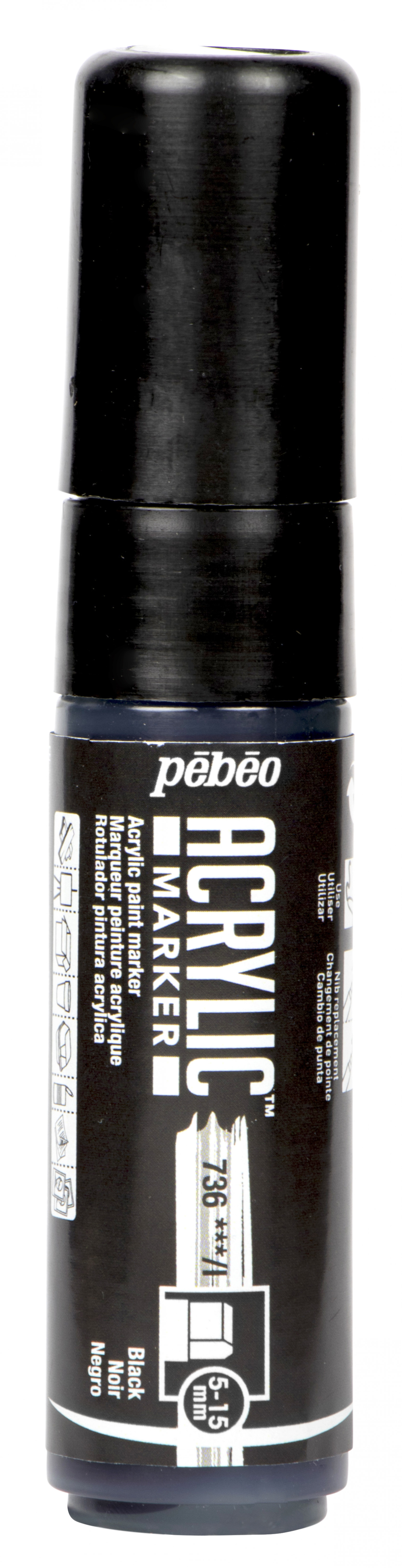 Acrylic Marker 3To1 5-15 Mm Tip Black
