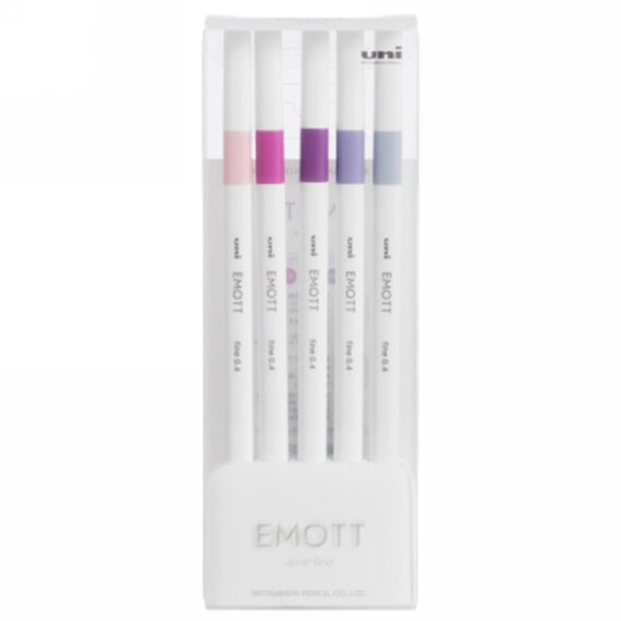 Uni Emott Assorted Colour Fineliner 5 pc pack(81,34,80,67,68)