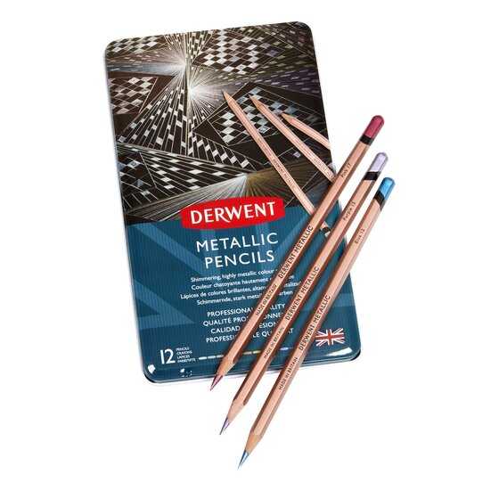 Derwent Metallic Pencil Set of 12 Tin