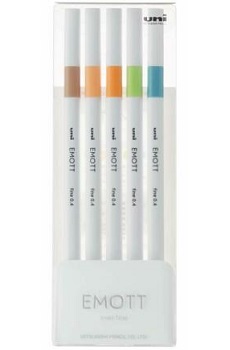 Uni Emott Assorted Colour Fineliner 5 pc pack(11,28,13,16,4)