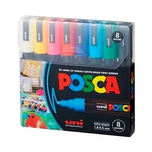 Uni Posca Pc-3M Bullet 8 Color Set Paintmarkers