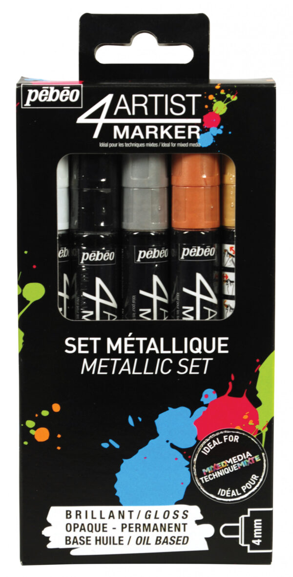 4Artist Marker Set 5 Nibs 4 Mm Assortment Metallic