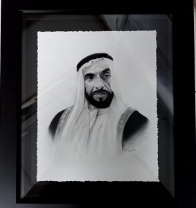 Sheikh in Double Black Frame w/ Glass 37.5x32cm