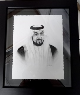 Sheikh in Double Black Frame w/ Glass 37.5x32cm